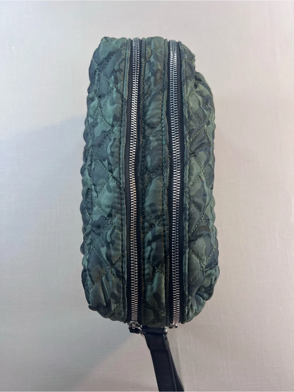 Steve Madden Large Quilted Camo Cosmetic Bag Travel Toiletry Organizer